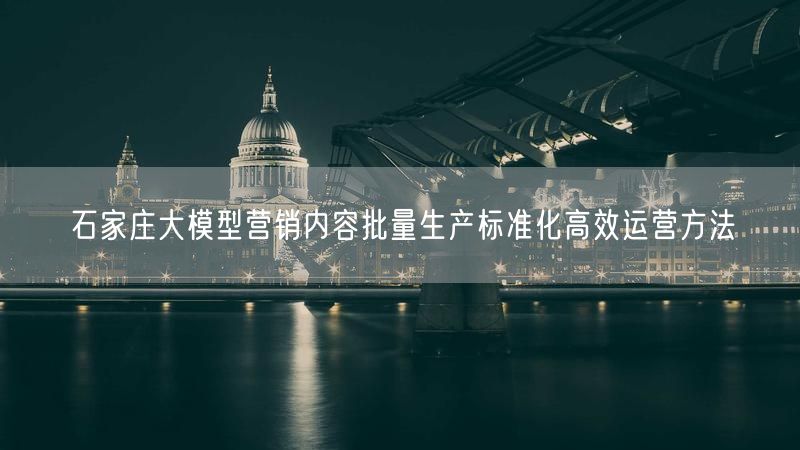 石家庄大模型营销内容批量生产标准化高效运营方法