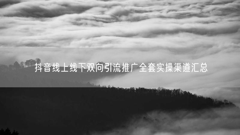 抖音线上线下双向引流推广全套实操渠道汇总