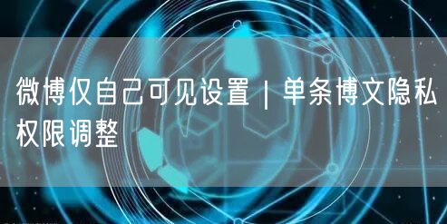 微博仅自己可见设置｜单条博文隐私权限调整