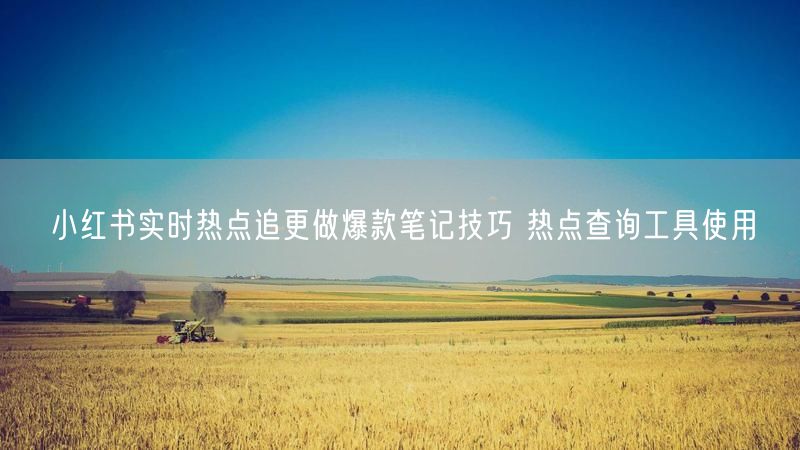小红书实时热点追更做爆款笔记技巧 热点查询工具使用