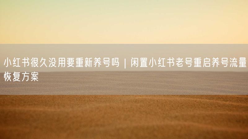小红书很久没用要重新养号吗｜闲置小红书老号重启养号流量恢复方案