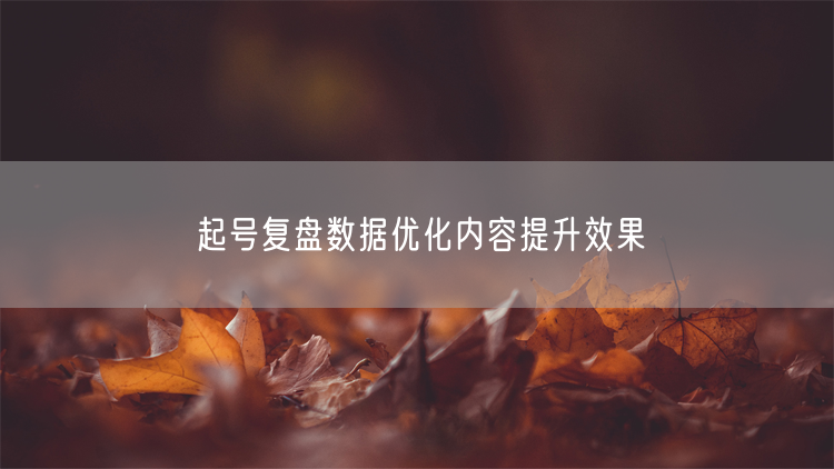 起号复盘数据优化内容提升效果