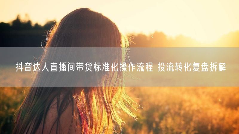 抖音达人直播间带货标准化操作流程 投流转化复盘拆解