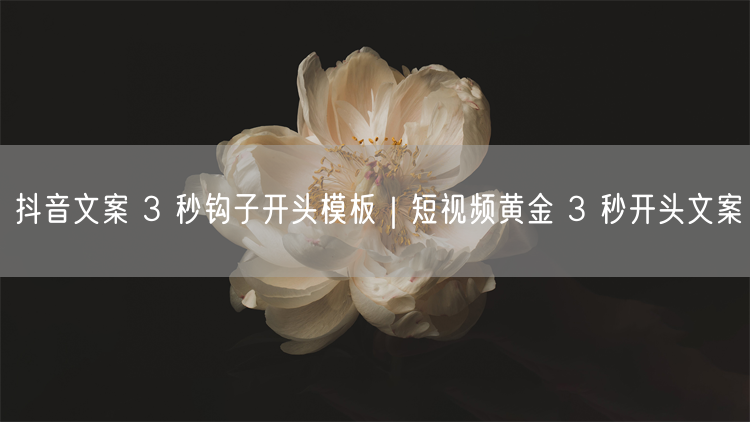 抖音文案 3 秒钩子开头模板|短视频黄金 3 秒开头文案