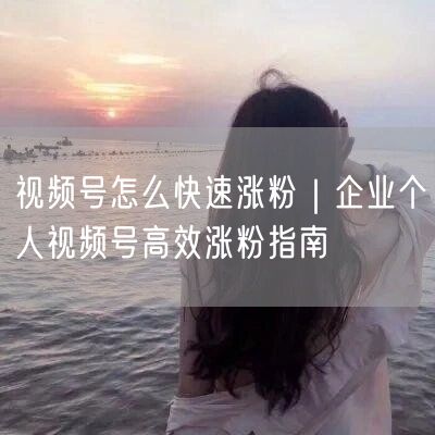 视频号怎么快速涨粉|企业个人视频号高效涨粉指南
